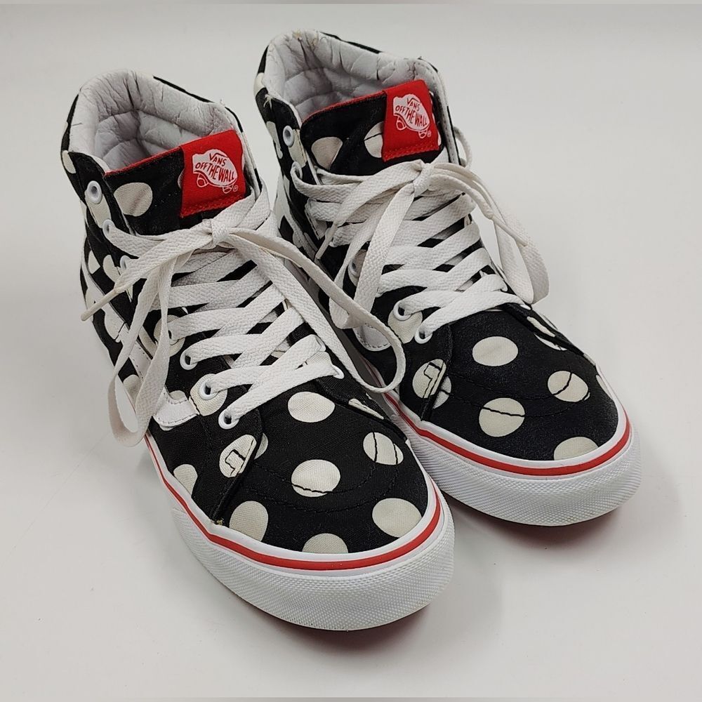 Vans Off The Wall Black & White Polka Dot High-Top Skateboard  Sneakers Sz 6.5 - Picture 9 of 16